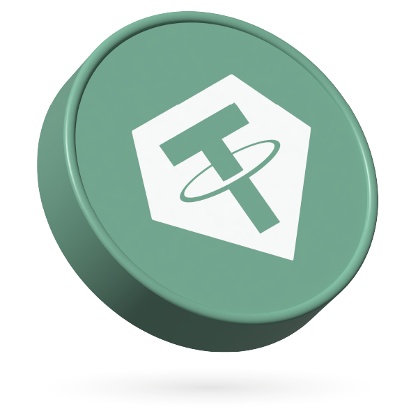 Logotipo do Theter (USDT) com preço atual.